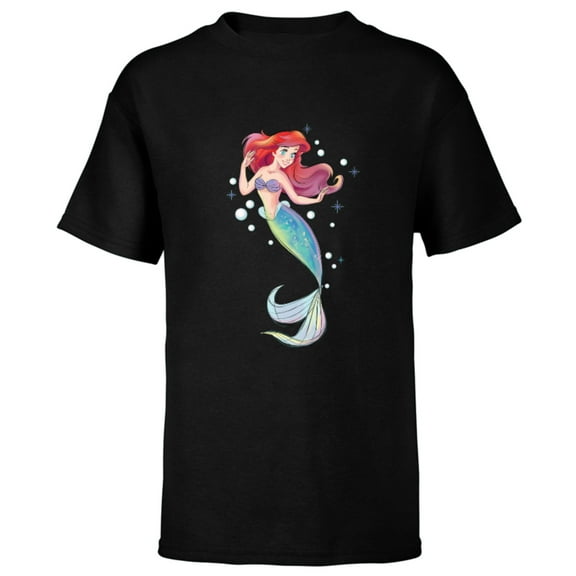 Disney The Little Mermaid 30th Anniversary Ariel T-Shirt - Short Sleeve T-Shirt for Kids - Customized-Black