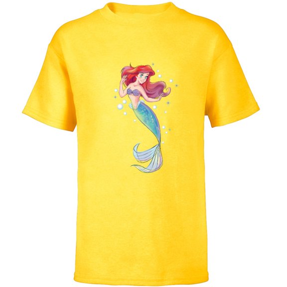 Disney The Little Mermaid 30th Anniversary Ariel T-Shirt - Short Sleeve T-Shirt for Kids - Customized-Yellow