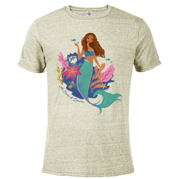 Disney The Little Mermaid Ariel An Ocean of Dreams - Short Sleeve Blended T-Shirt for Adults - Customized-Putty Snow Heather