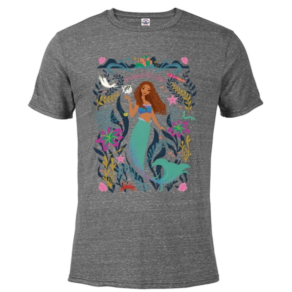 Disney The Little Mermaid Ariel Beyond the Surface - Short Sleeve Blended T-Shirt for Adults - Customized-Graphite Snow Heather