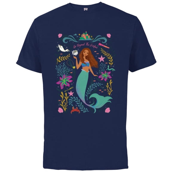 Disney The Little Mermaid Ariel Beyond the Surface - Short Sleeve Cotton T-Shirt for Adults - Customized-Athletic Navy