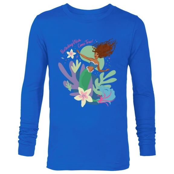 Disney The Little Mermaid Ariel Birthday Wish Come True - Long Sleeve T-Shirt for Men - Customized-Navy