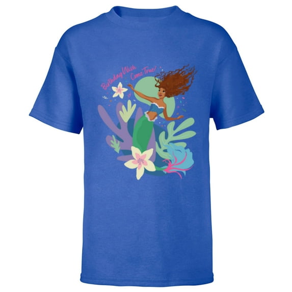 Disney The Little Mermaid Ariel Birthday Wish Come True - Short Sleeve T-Shirt for Kids - Customized-Royal