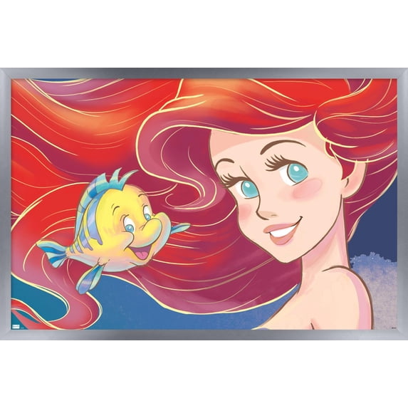 Disney The Little Mermaid - Ariel Close-Up Wall Poster, 14.725" x 22.375" Framed