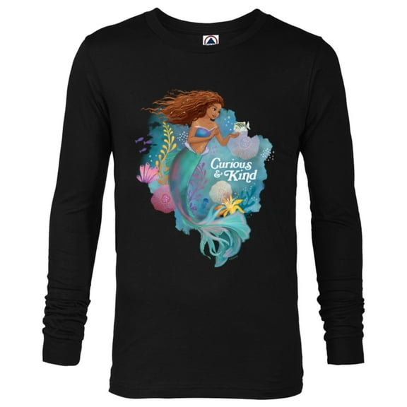 Disney The Little Mermaid Ariel Curious & Kind - Long Sleeve T-Shirt for Men - Customized-Black
