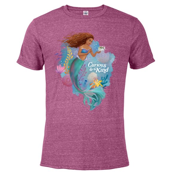 Disney The Little Mermaid Ariel Curious & Kind - Short Sleeve Blended T-Shirt for Adults - Customized-Berry Snow Heather