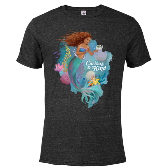 Disney The Little Mermaid Ariel Curious & Kind - Short Sleeve Blended T-Shirt for Adults - Customized-Black Snow Heather