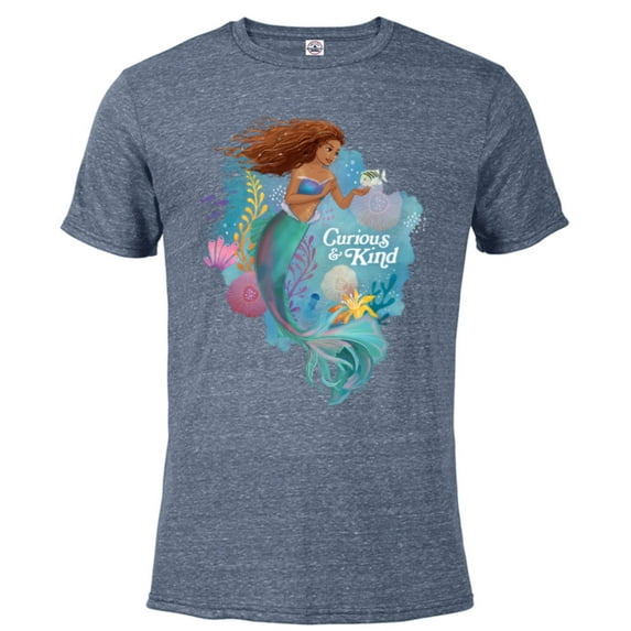 Disney The Little Mermaid Ariel Curious & Kind - Short Sleeve Blended T-Shirt for Adults - Customized-Denim Snow Heather