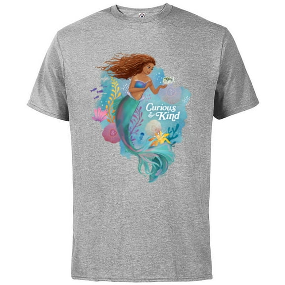 Disney The Little Mermaid Ariel Curious & Kind - Short Sleeve Cotton T-Shirt for Adults - Customized-Athletic Heather