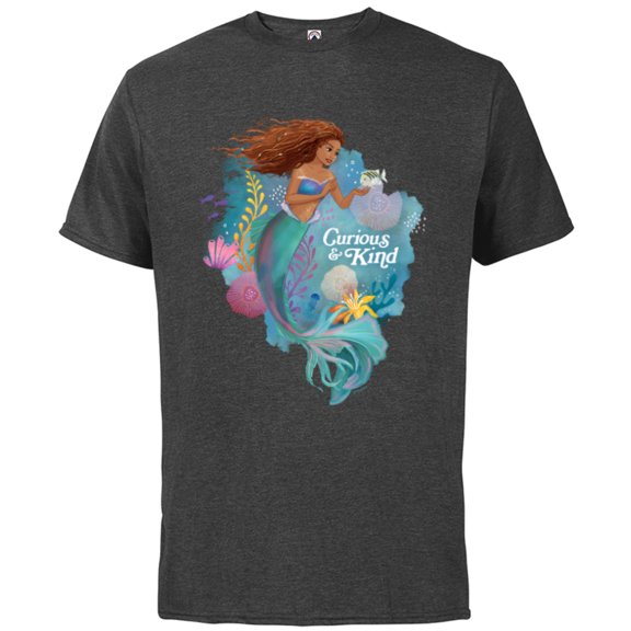 Disney The Little Mermaid Ariel Curious & Kind - Short Sleeve Cotton T-Shirt for Adults - Customized-Charcoal Heather