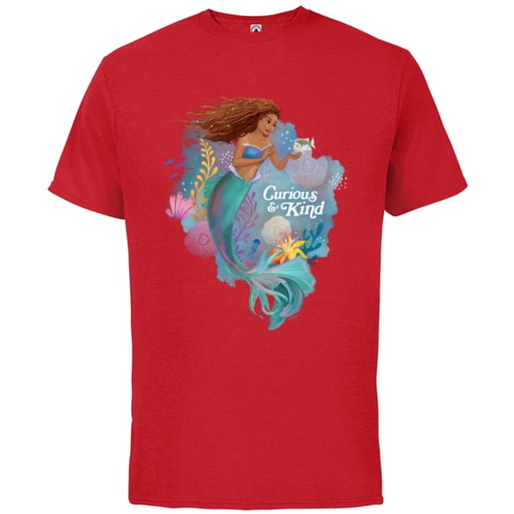Disney The Little Mermaid Ariel Curious & Kind - Short Sleeve Cotton T-Shirt for Adults - Customized-Red
