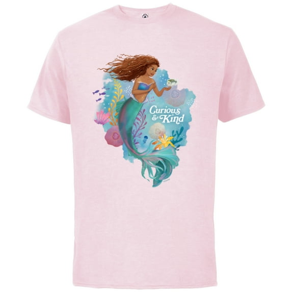 Disney The Little Mermaid Ariel Curious & Kind - Short Sleeve Cotton T-Shirt for Adults - Customized-Soft Pink