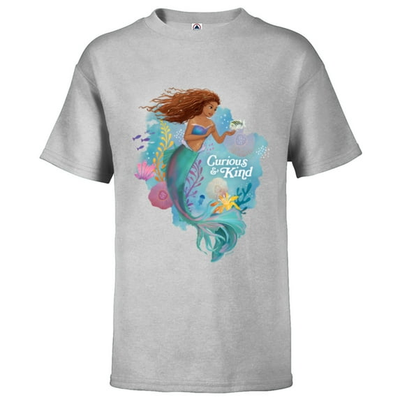 Disney The Little Mermaid Ariel Curious & Kind - Short Sleeve T-Shirt for Kids - Customized-Athletic Heather