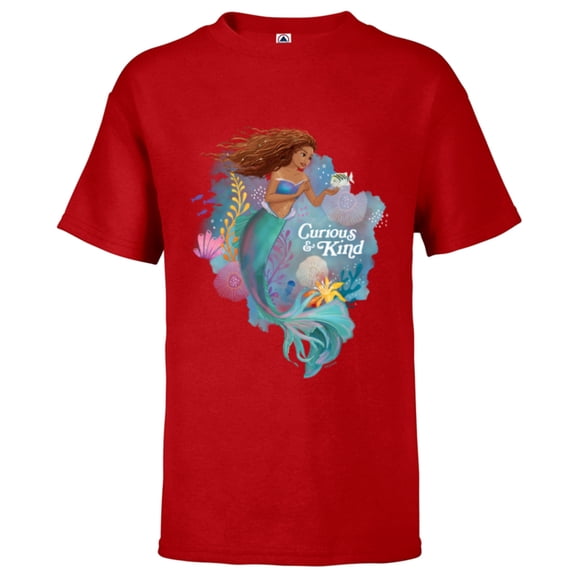 Disney The Little Mermaid Ariel Curious & Kind - Short Sleeve T-Shirt for Kids - Customized-Red