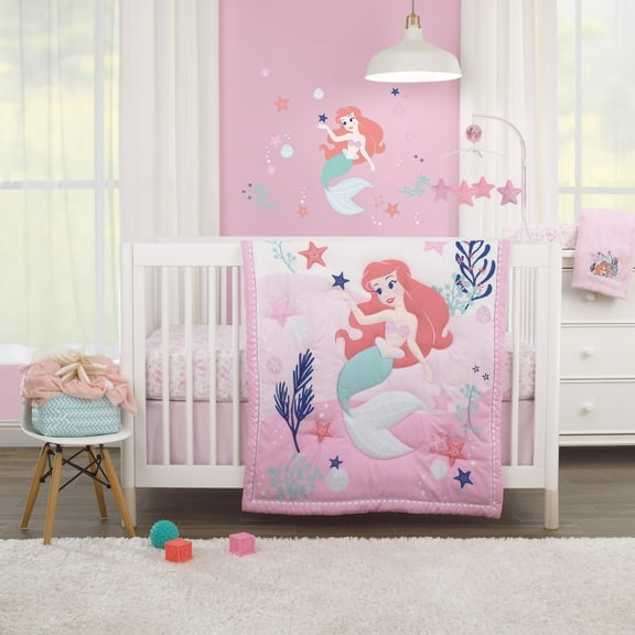 Disney The Little Mermaid Ariel Cute by Nature 4pc Crib Bedding Set