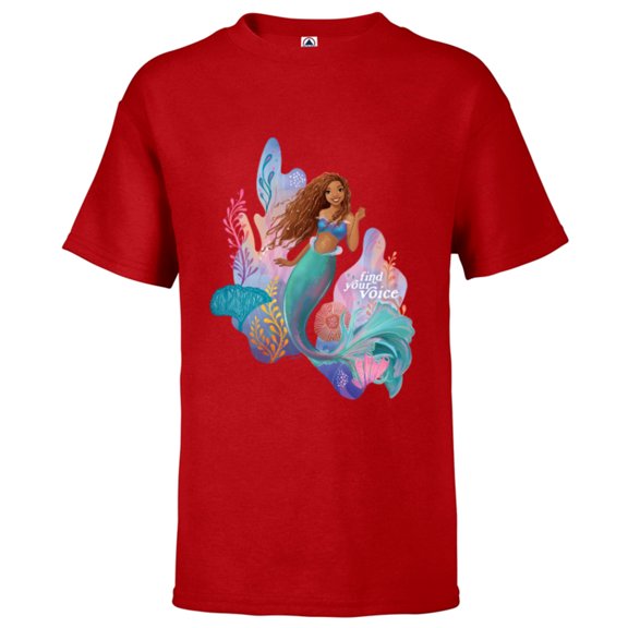 Disney The Little Mermaid Ariel Find Your Voice - Short Sleeve T-Shirt for Kids - Customized-Red