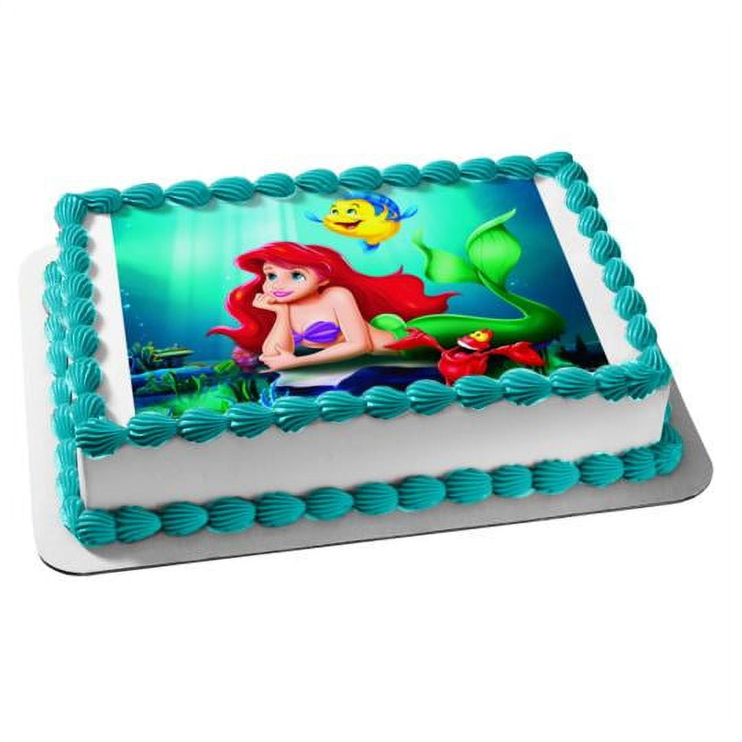 A BIRTHDAY PLACE Disney The Little Mermaid Ariel Flounder Sebastian Edible Cake Topper Image ABPID08292