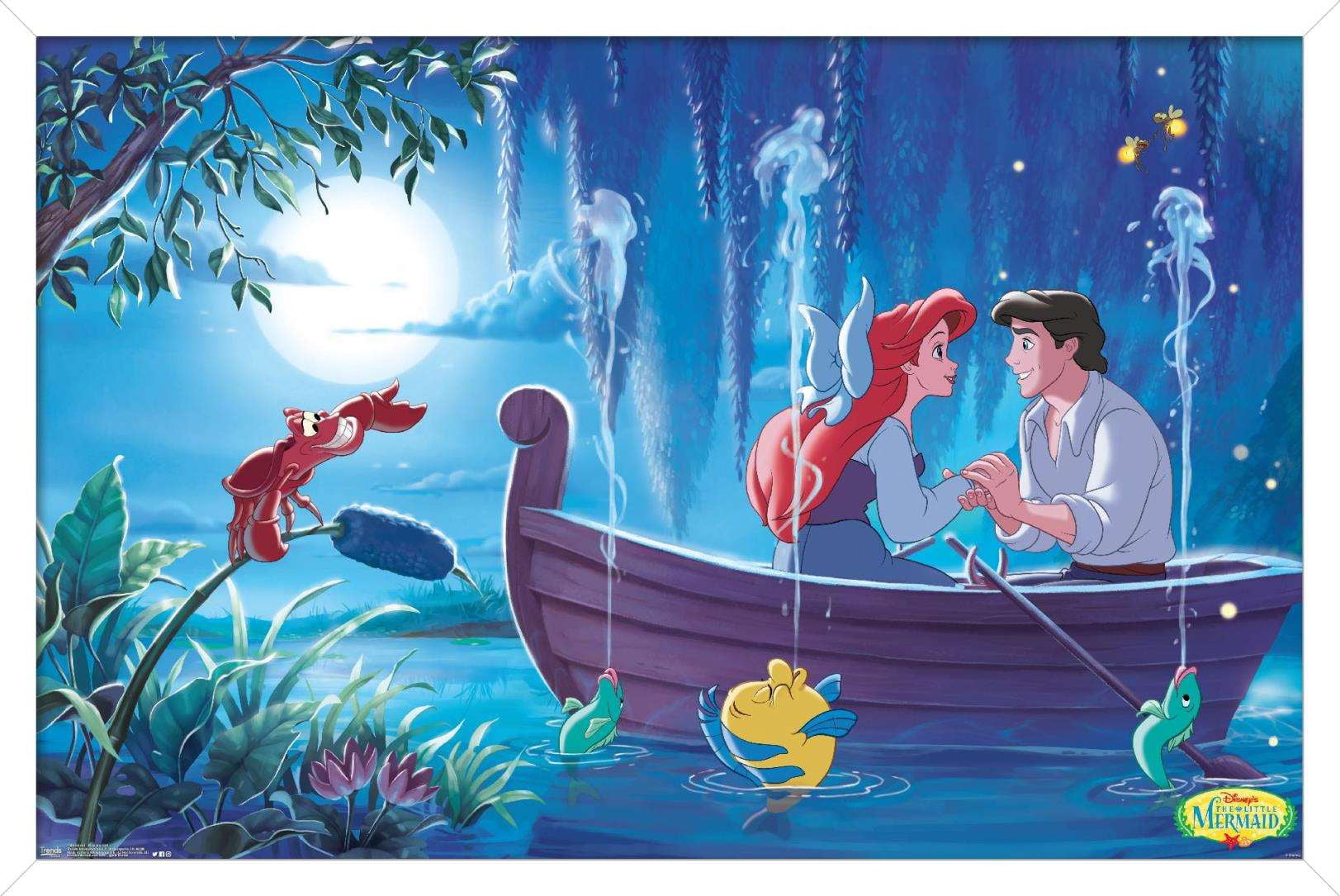 Disney The Little Mermaid - Ariel - Kiss The Girl Wall Poster, 14.725" x 22.375", Framed