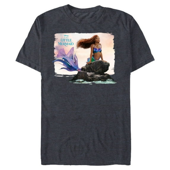 Disney The Little Mermaid Ariel Live-Action Movie Sea Rock - Short Sleeve Blended T-Shirt for Adults - Customized-Navy Heather