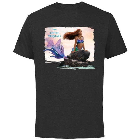 Disney The Little Mermaid Ariel Live-Action Movie Sea Rock - Short Sleeve Cotton T-Shirt for Adults - Customized-Black