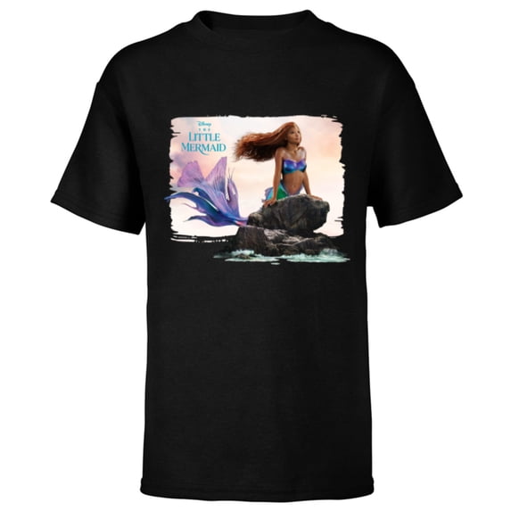Disney The Little Mermaid Ariel Live-Action Movie Sea Rock - Short Sleeve T-Shirt for Kids - Customized-Black