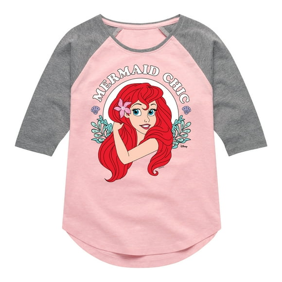 The Little Mermaid - Ariel - Mermaid Chic - Toddler & Youth Girls Raglan Graphic T-Shirt