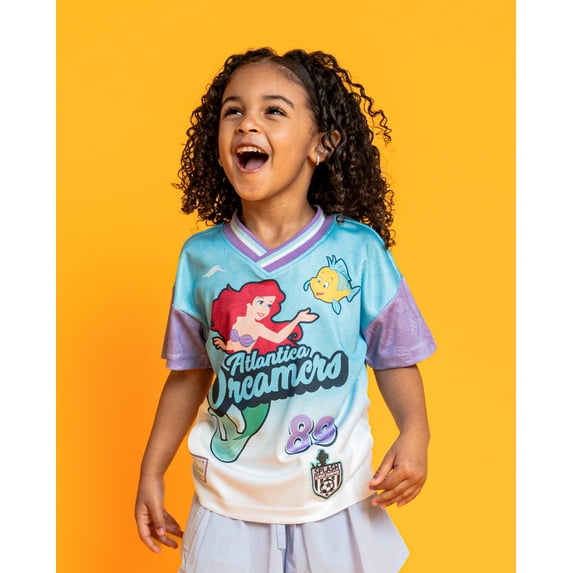 Disney The Little Mermaid Little Girls' Athletic Short Sleeve T-Shirt Ariel Flounder Blue