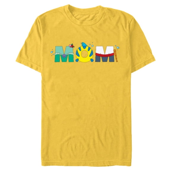 Disney The Little Mermaid Ariel Mother’s Day Birthday Mom - Short Sleeve Blended T-Shirt for Adults - Customized-Yellow