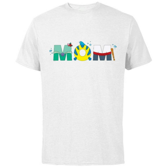 Disney The Little Mermaid Ariel Mother’s Day Birthday Mom - Short Sleeve Cotton T-Shirt for Adults - Customized-White