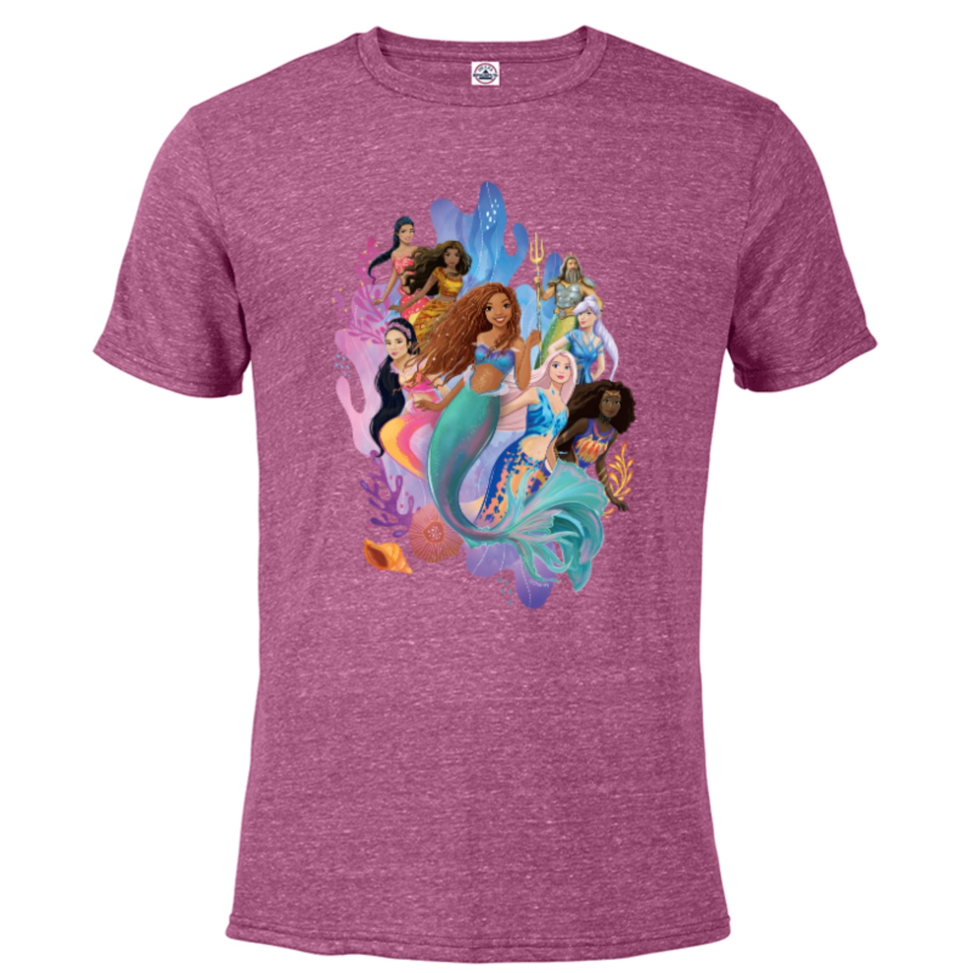Disney The Little Mermaid Ariel Royal Ocean Family - Short Sleeve Blended T- Shirt for Adults - Customized-Denim Snow Heather