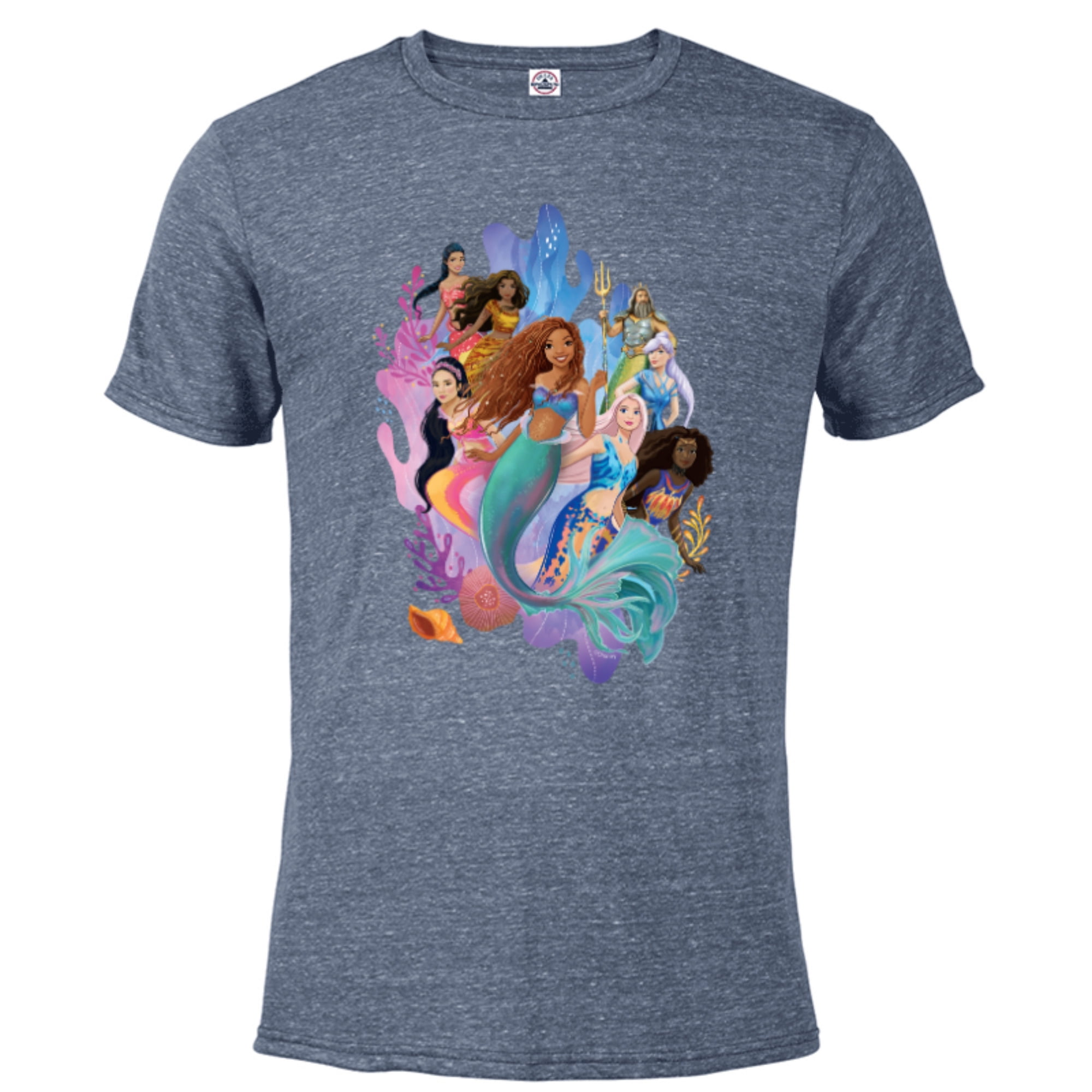 Sleeve Shirt - T- - The Blended Royal Heather Family Disney Customized-Denim Ariel Adults Ocean Mermaid Short for Snow Little