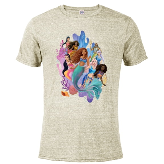 Disney The Little Mermaid Ariel Royal Ocean Family - Short Sleeve Blended T-Shirt for Adults - Customized-Putty Snow Heather