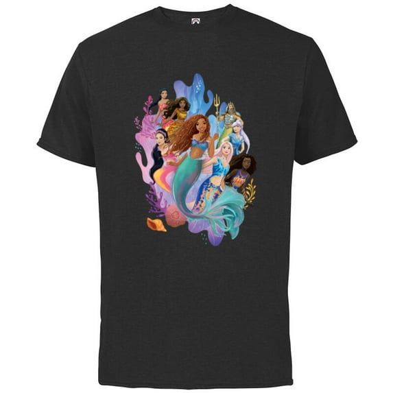 Disney The Little Mermaid Ariel Royal Ocean Family - Short Sleeve Cotton T-Shirt for Adults - Customized-Black