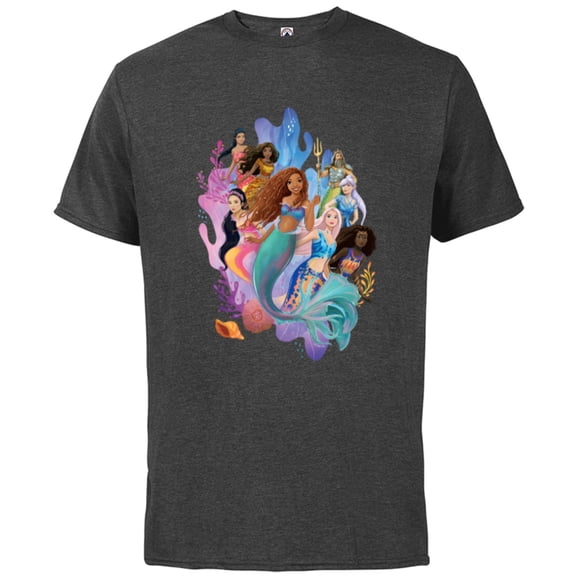 Disney The Little Mermaid Ariel Royal Ocean Family - Short Sleeve Cotton T-Shirt for Adults - Customized-Charcoal Heather