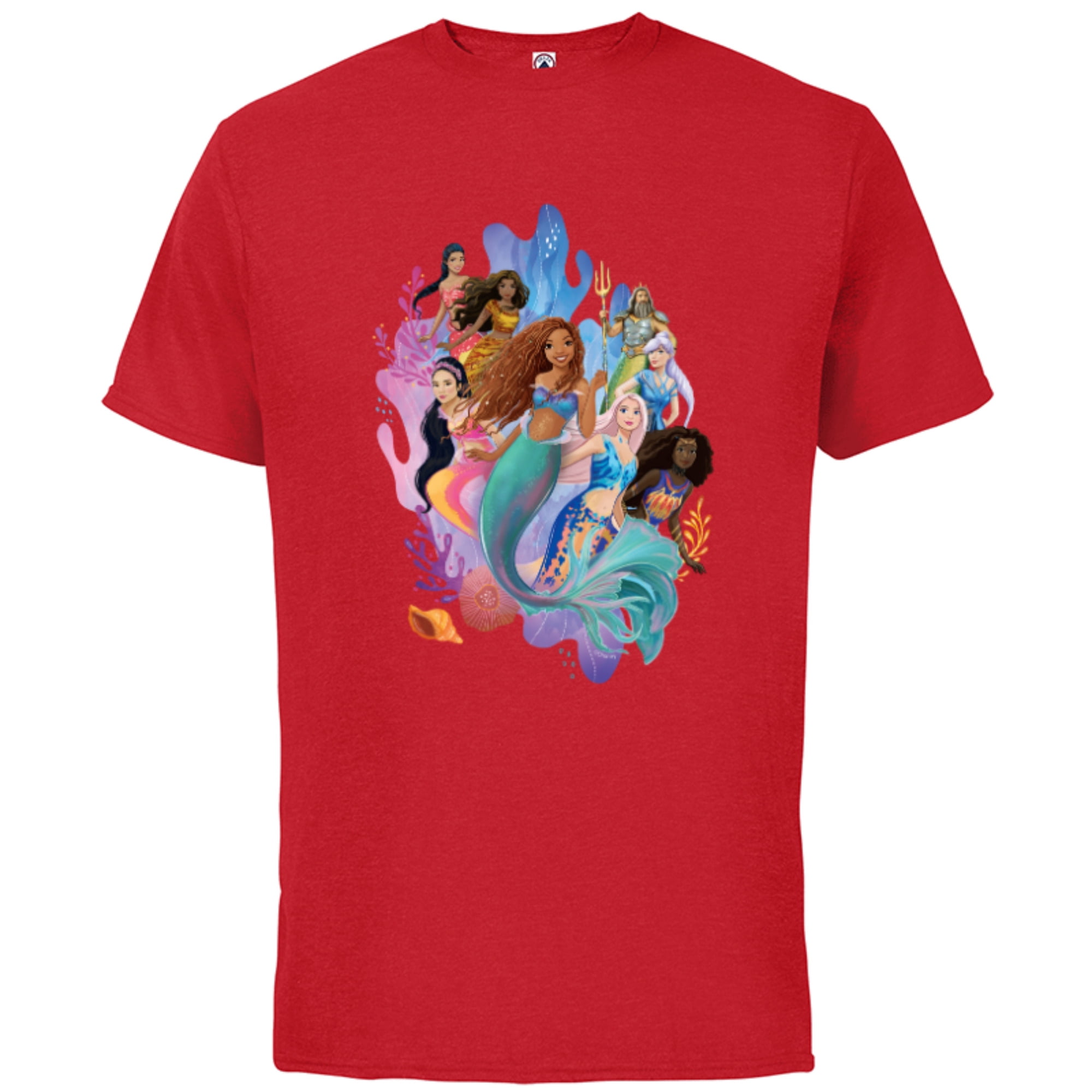 Disney The Little Mermaid Ariel Royal Ocean Family Short Sleeve Cotton T Shirt for Adults Customized Red Walmart
