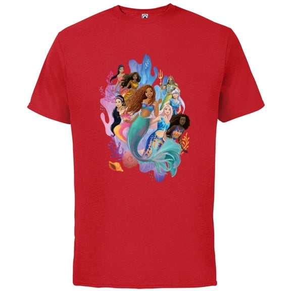 Disney The Little Mermaid Ariel Royal Ocean Family - Short Sleeve Cotton T-Shirt for Adults - Customized-Red