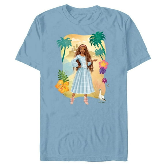 Disney The Little Mermaid Ariel & Scuttle Dry Land - Short Sleeve Blended T-Shirt for Adults - Customized-Ocean Blue