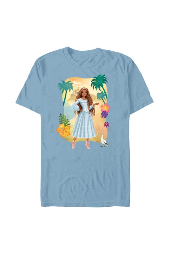 The Little Mermaid Ariel & Scuttle Dry Land - Short Sleeve Blended T-Shirt for Adults - Customized-Ocean Blue
