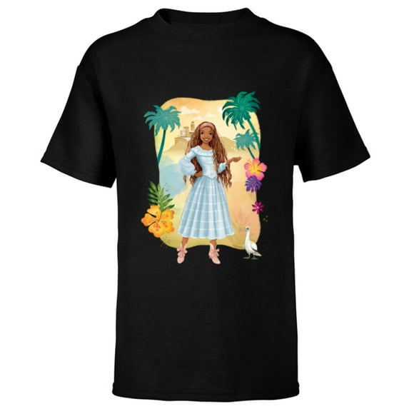 Disney The Little Mermaid Ariel & Scuttle Dry Land - Short Sleeve T-Shirt for Kids - Customized-Black
