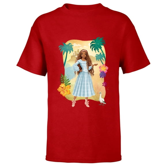 Disney The Little Mermaid Ariel & Scuttle Dry Land - Short Sleeve T-Shirt for Kids - Customized-Red