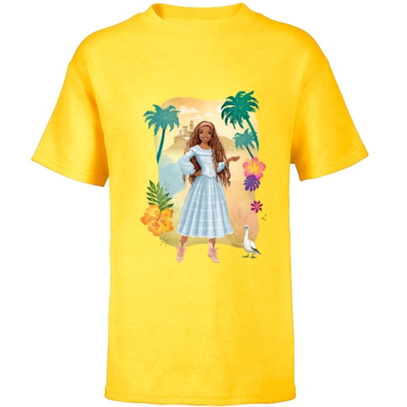 Disney The Little Mermaid Ariel & Scuttle Dry Land - Short Sleeve T-Shirt for Kids - Customized-Yellow