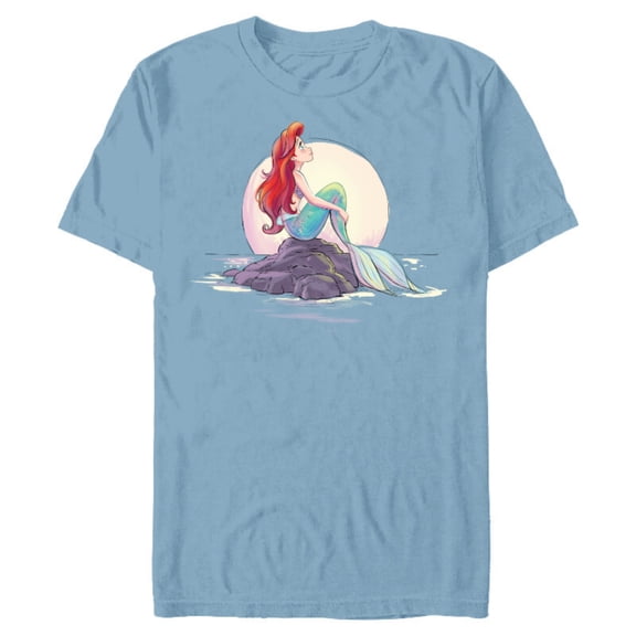 Disney The Little Mermaid Ariel Shore Dream T-Shirt- Short Sleeve Blended T-Shirt for Adults - Customized-Celadon Snow Heather