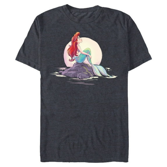 Disney The Little Mermaid Ariel Shore Dream T-Shirt- Short Sleeve Blended T-Shirt for Adults - Customized-Denim Snow Heather