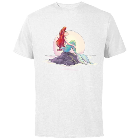 Disney The Little Mermaid Ariel Shore Dream T-Shirt - Short Sleeve Cotton T-Shirt for Adults - Customized-White
