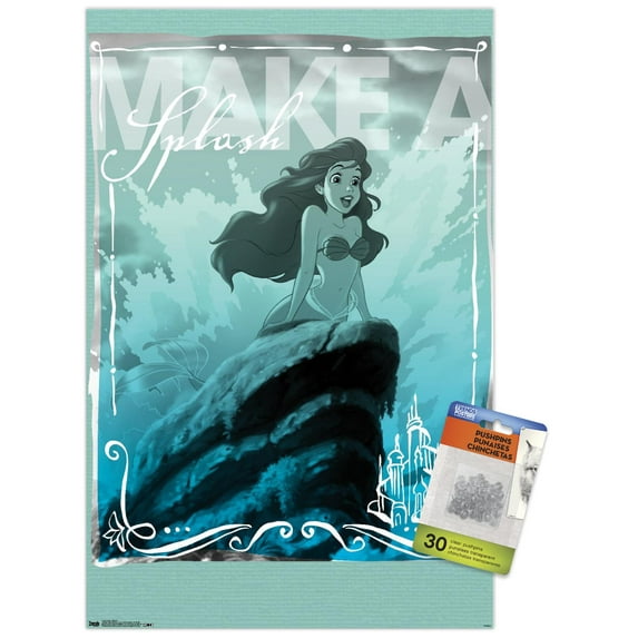 Disney The Little Mermaid - Ariel - Splash Wall Poster with Push Pins, 14.725" x 22.375"