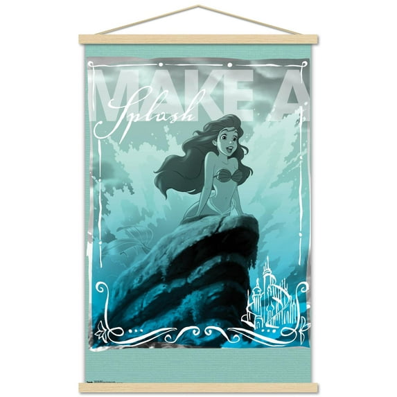 Disney The Little Mermaid - Ariel - Splash Wall Poster with Wooden Magnetic Frame, 22.375" x 34"