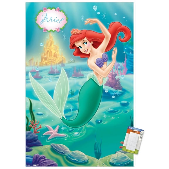 Disney The Little Mermaid - Ariel - Swimming Pose Premium Poster and Poster Mount Bundle