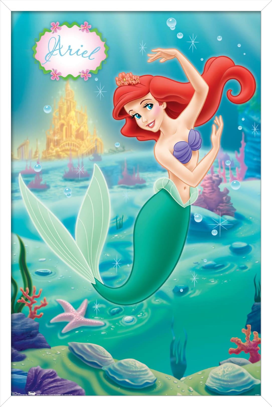 Disney The Little Mermaid - Ariel - Swimming Pose Wall Poster, 22.375" x 34", Framed