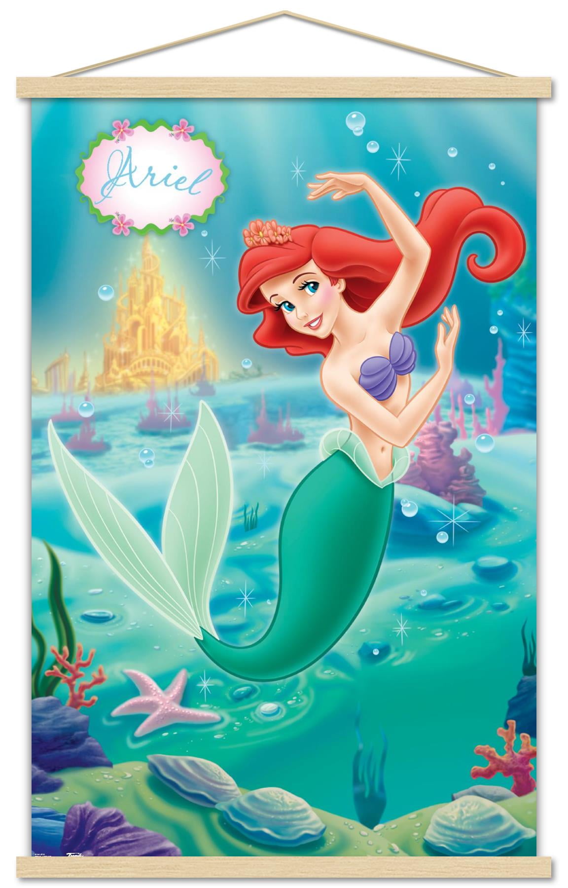 Disney The Little Mermaid - Ariel - Swimming Pose Wall Poster with Wooden Magnetic Frame, 22.375" x 34"