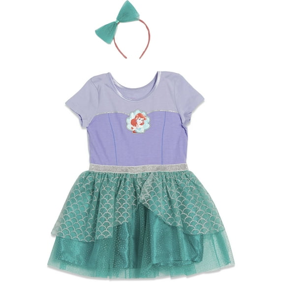 Disney The Little Mermaid Ariel Toddler Girls Cosplay Dress and Headband Toddler to Little Kid